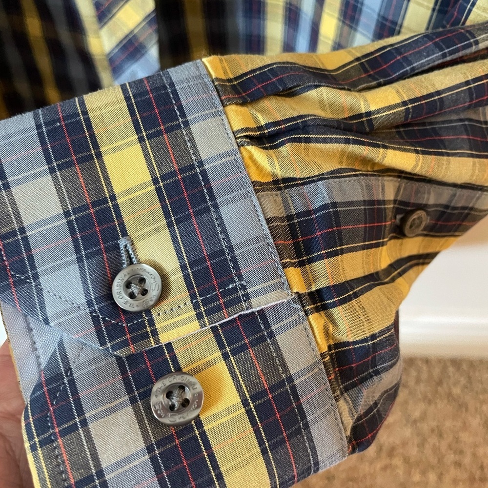 Ben Sherman Yellow and Blue Casual Button Down Shirt - Picture 5 of 5